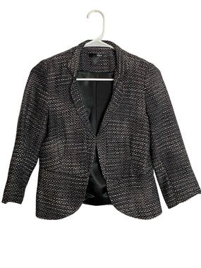 Aqua Black Tweed Blazer Jacket Womens Size XS 3/4 Sleeves Suit White Neutral